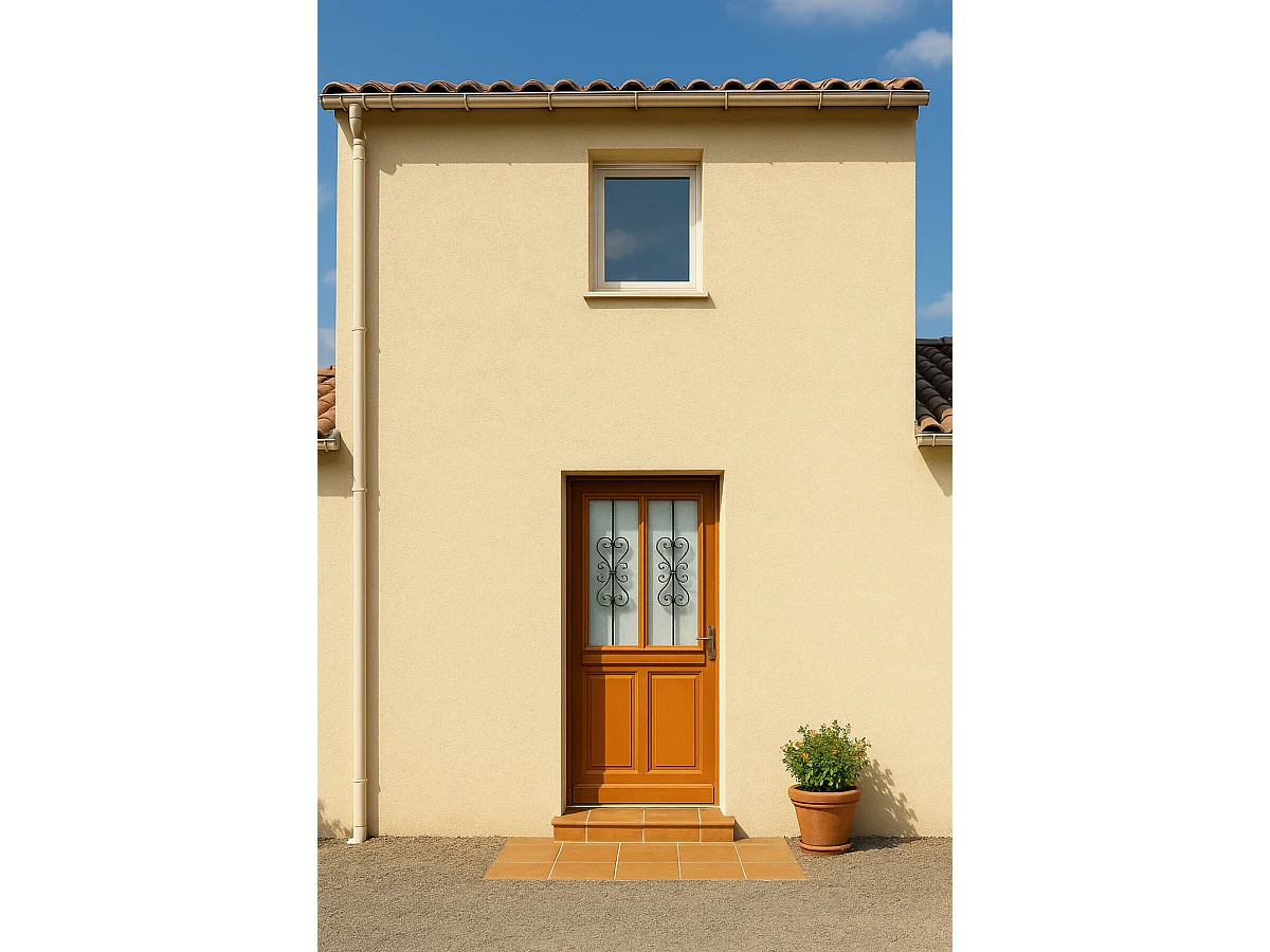 Porte D'entrée Bois Vitrée Syrah, H.215xl.90 Cm Côte Tableau P.gauche Gd Menuiseries