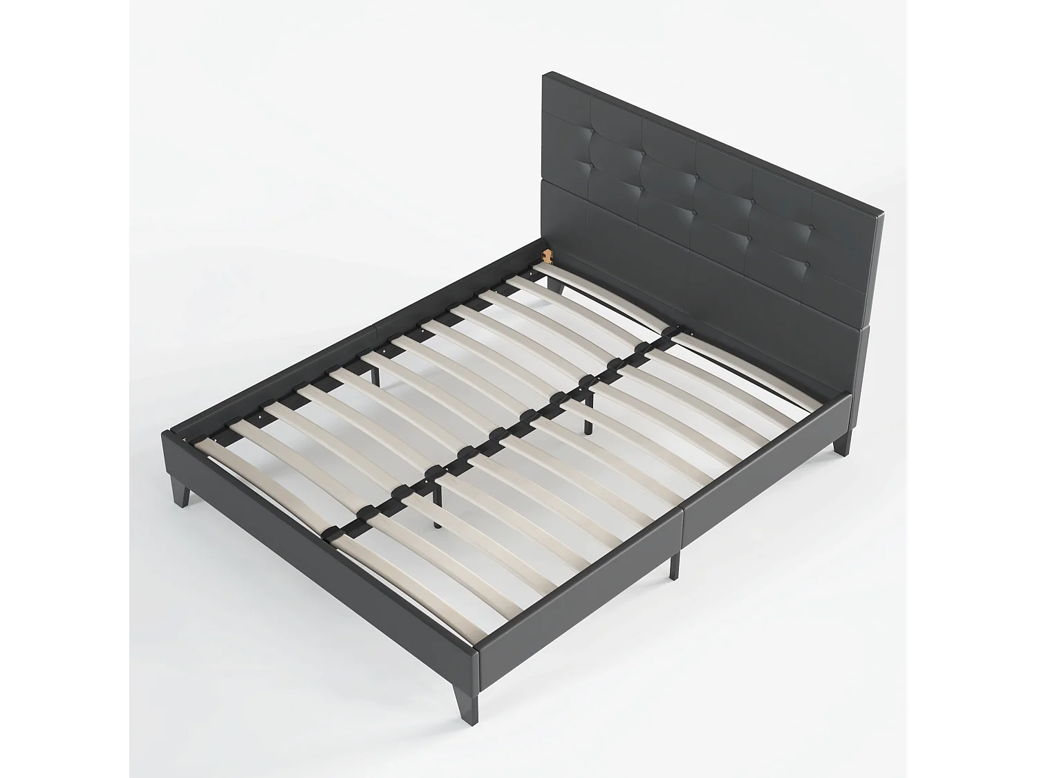 Lit 160x200 cm avec tête de lit similicuir couleur noir