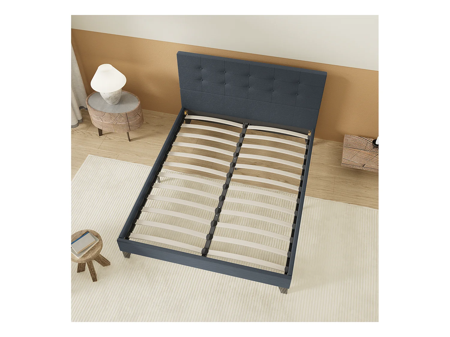 Lit 160x200 cm avec tête de lit similicuir couleur noir