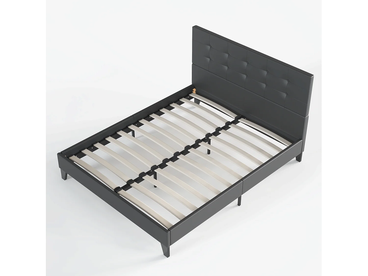 Lit 160x200 cm avec tête de lit similicuir couleur noir