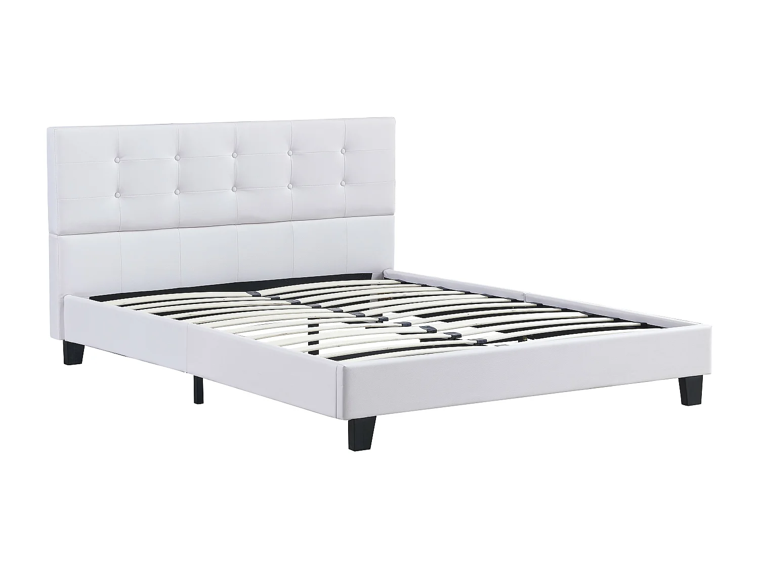 Lit 140x190 cm avec tête de lit similicuir couleur blanc