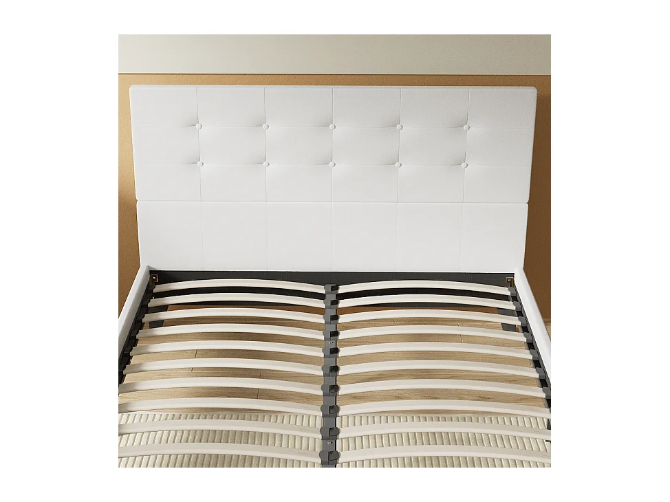 Lit 140x190 cm avec tête de lit similicuir couleur blanc