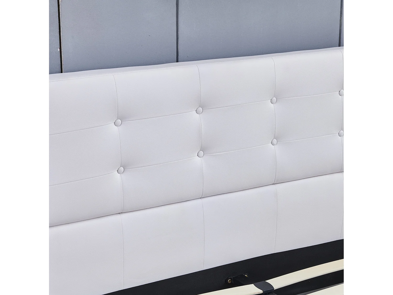 Lit 140x190 cm avec tête de lit similicuir couleur blanc