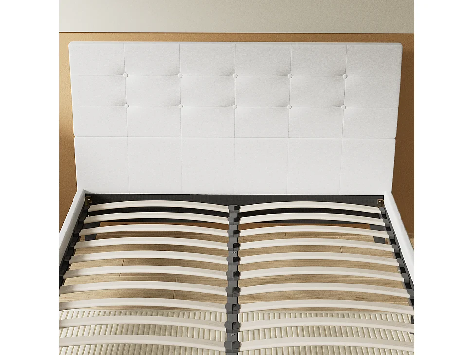 Lit 140x190 cm avec tête de lit similicuir couleur blanc