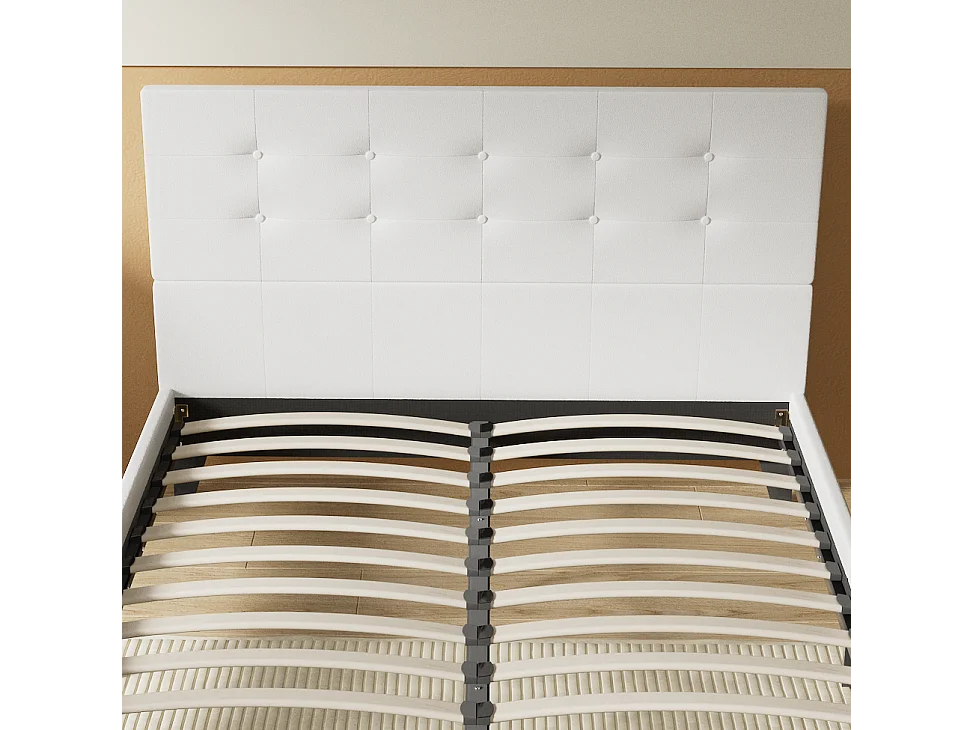 Lit 140x190 cm avec tête de lit similicuir couleur blanc