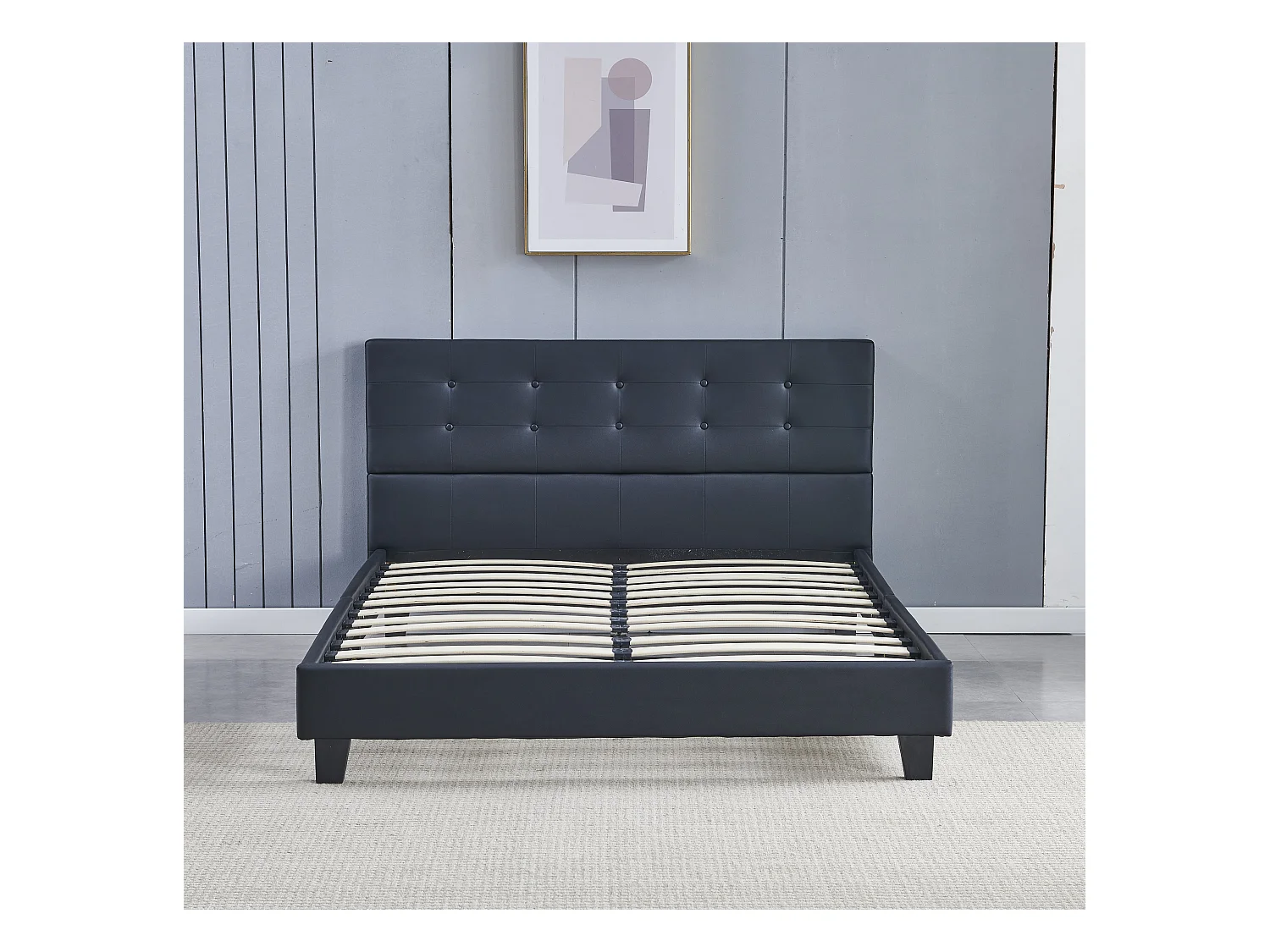 Lit 120x190 cm avec tête de lit similicuir couleur noir