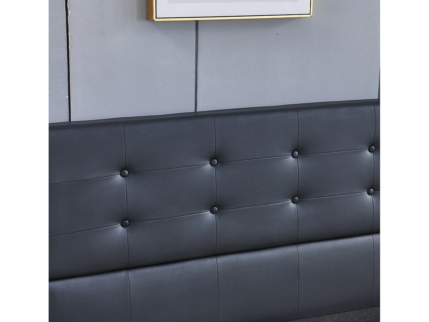 Lit 120x190 cm avec tête de lit similicuir couleur noir