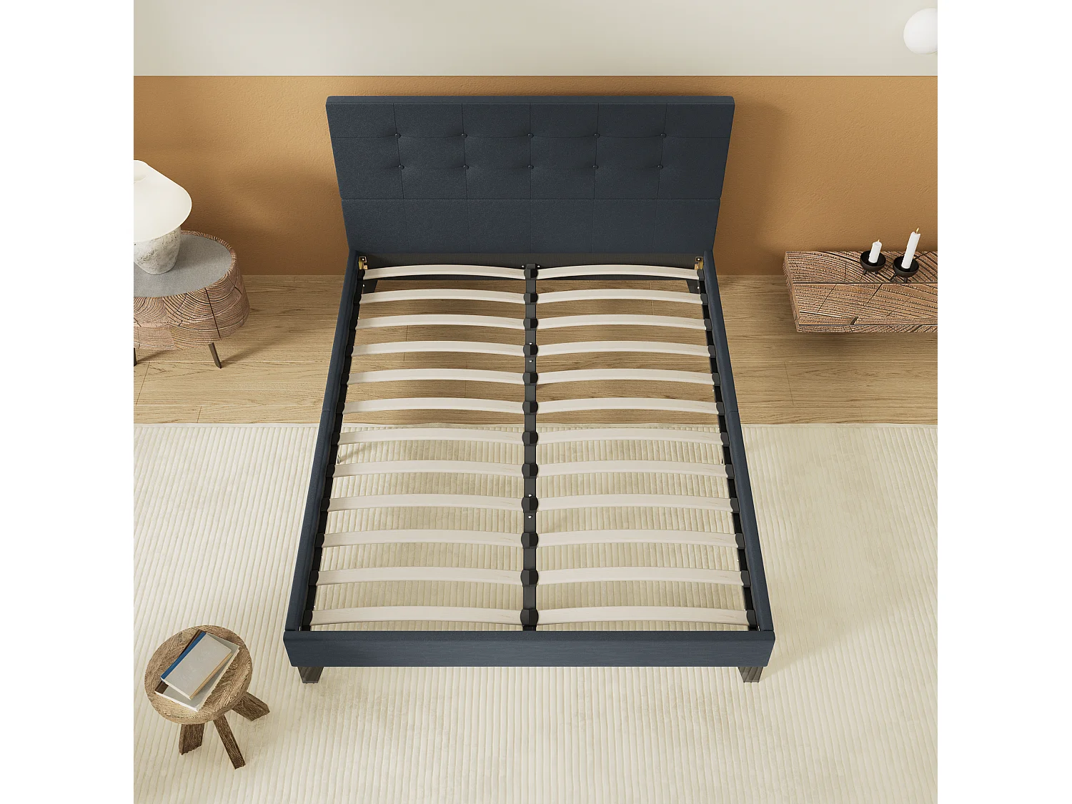 Lit 120x190 cm avec tête de lit similicuir couleur noir