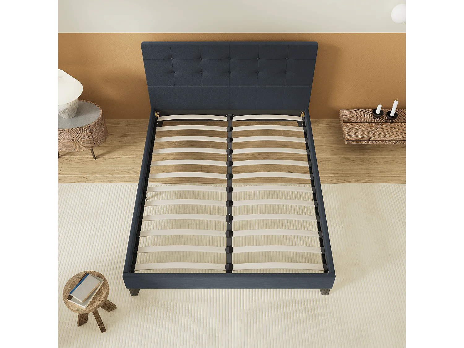 Lit 120x190 cm avec tête de lit similicuir couleur noir