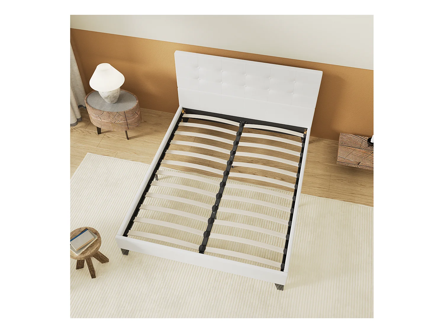 Lit 120x190 cm avec tête de lit similicuir couleur blanc