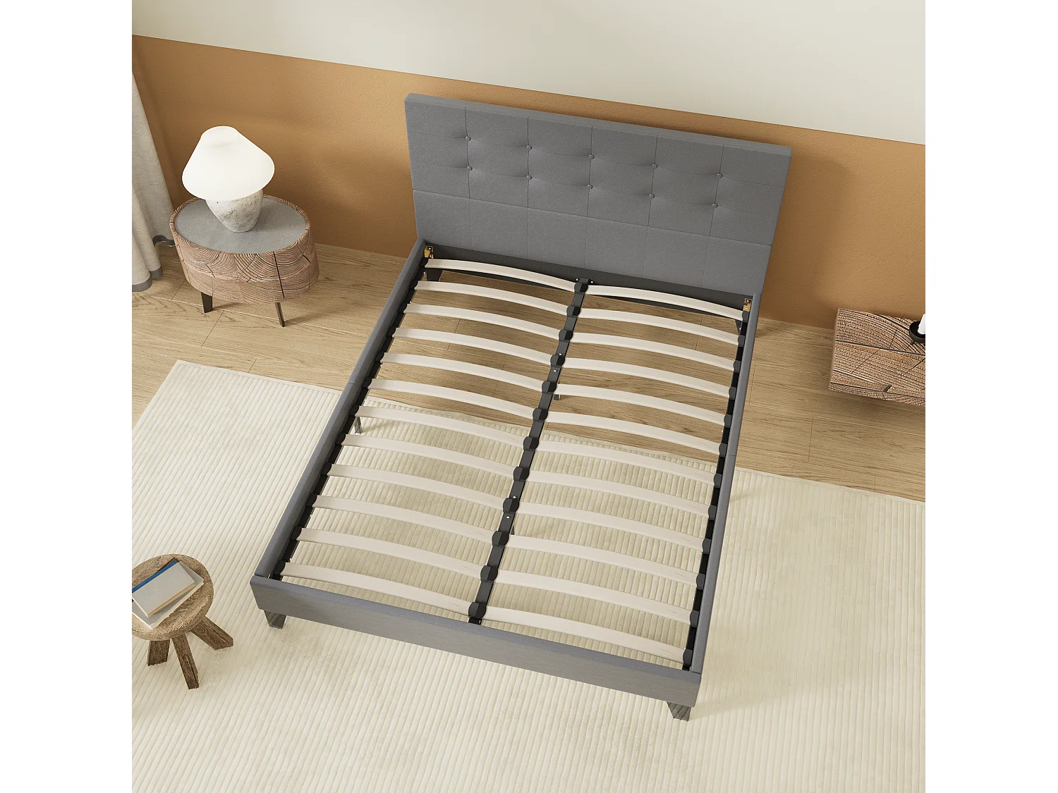 Lit 120x190 cm avec tête de lit similicuir couleur gris