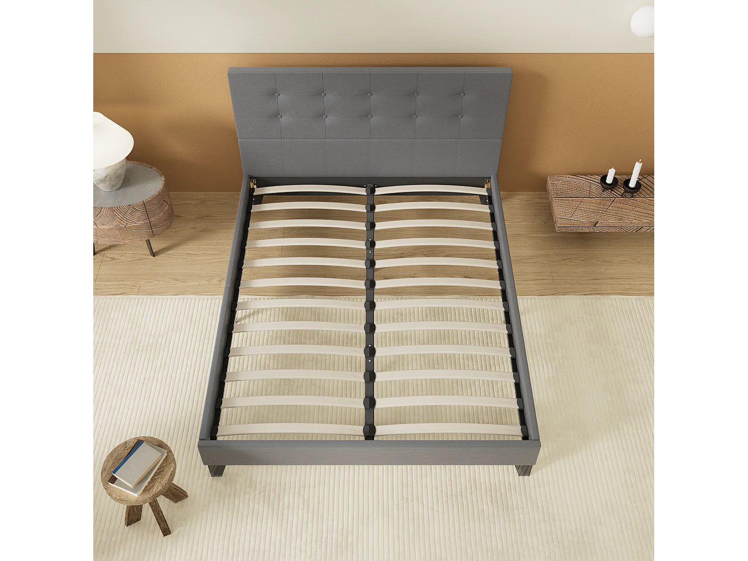 Lit 120x190 cm avec tête de lit similicuir couleur gris