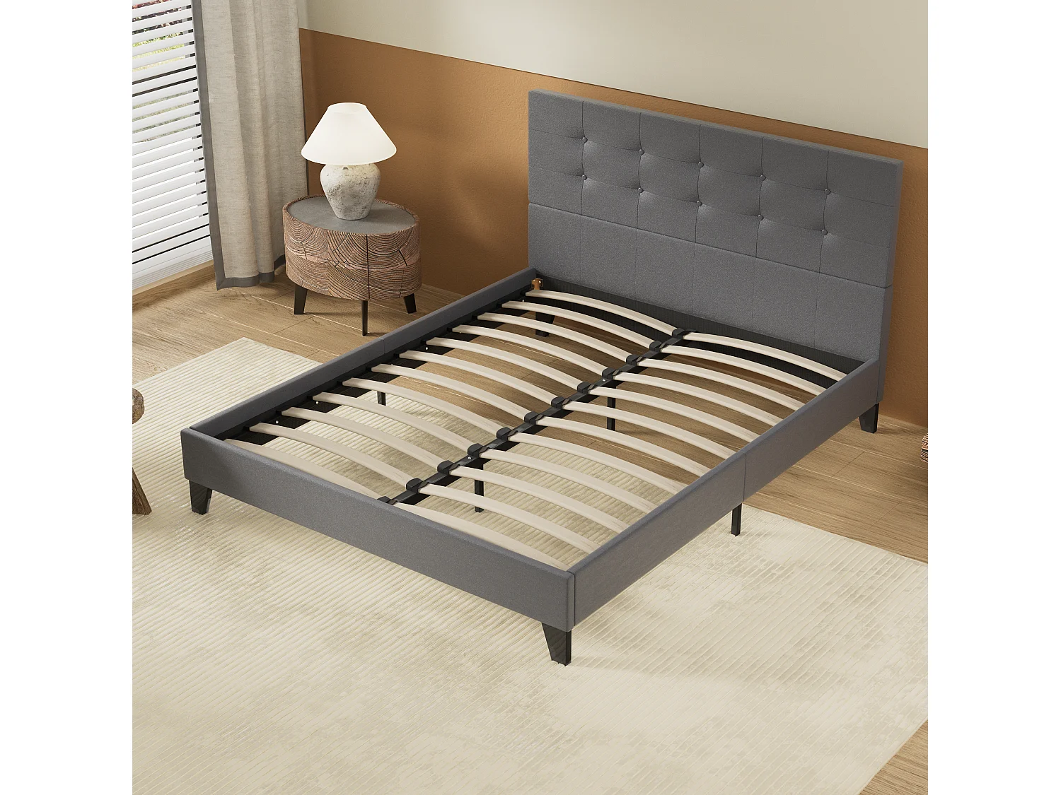 Lit 120x190 cm avec tête de lit similicuir couleur gris