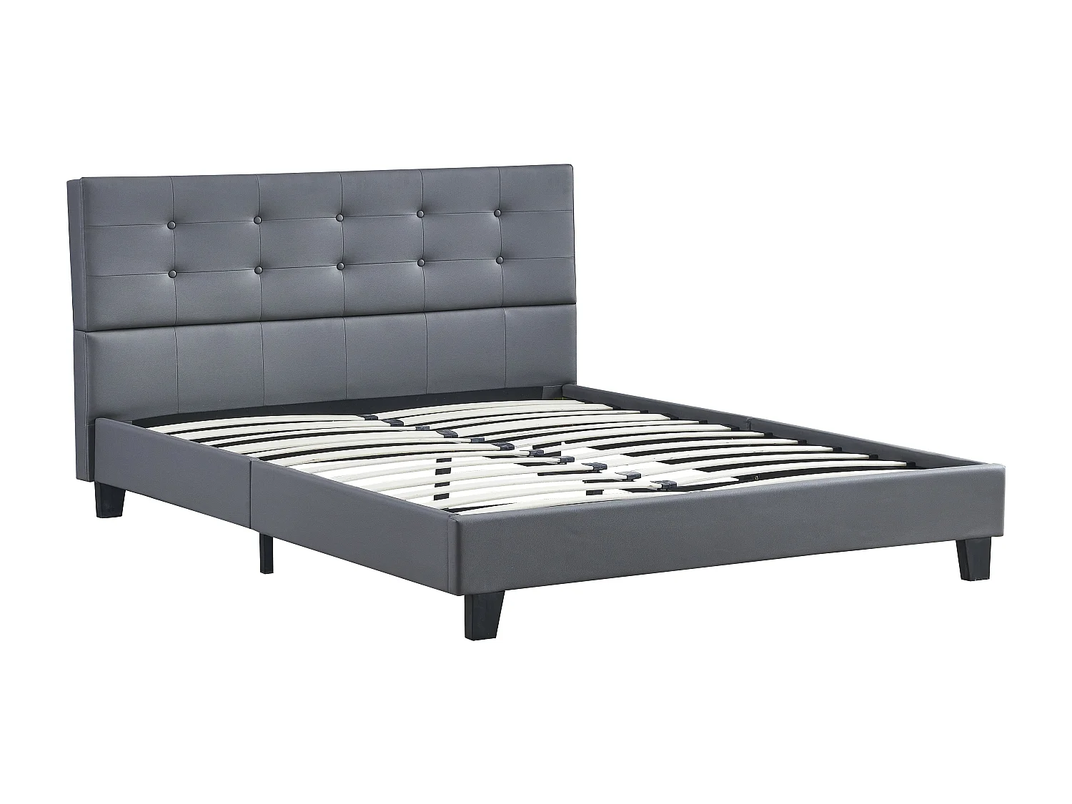 Lit 120x190 cm avec tête de lit similicuir couleur gris