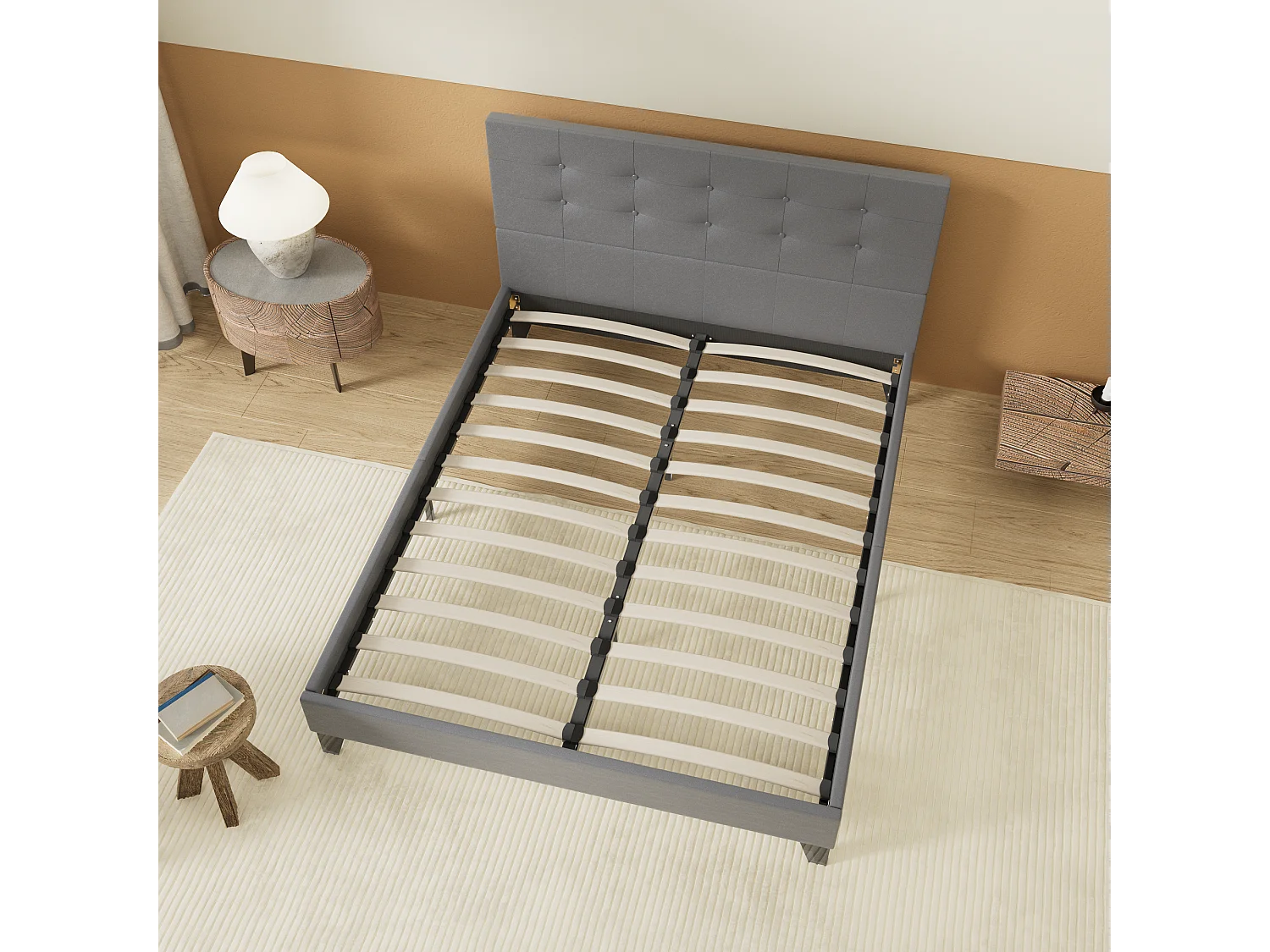 Lit 120x190 cm avec tête de lit similicuir couleur gris