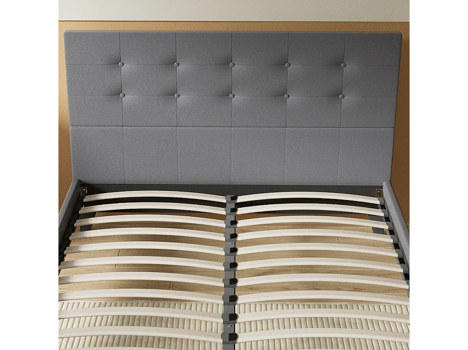 Lit 140x190 cm avec tête de lit similicuir couleur gris