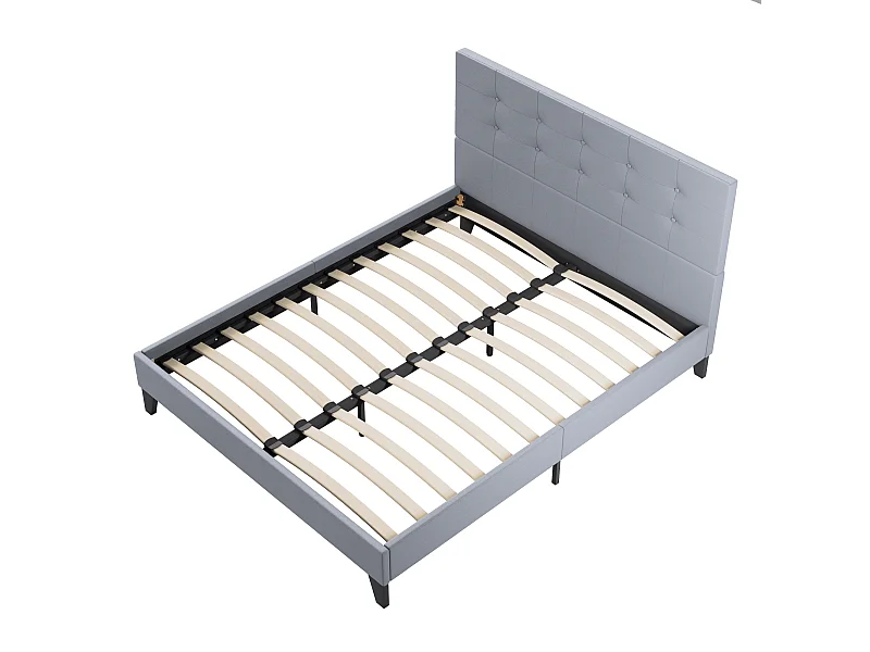 Lit 160x200 cm avec tête de lit similicuir couleur gris