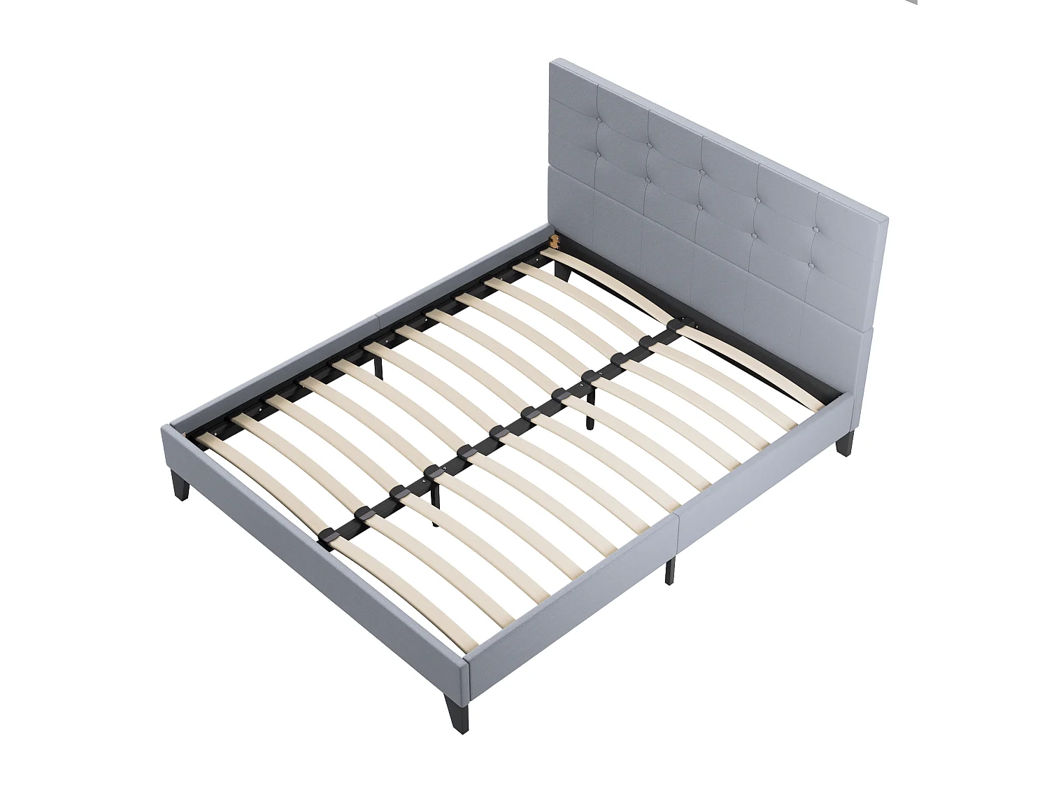 Lit 160x200 cm avec tête de lit similicuir couleur gris