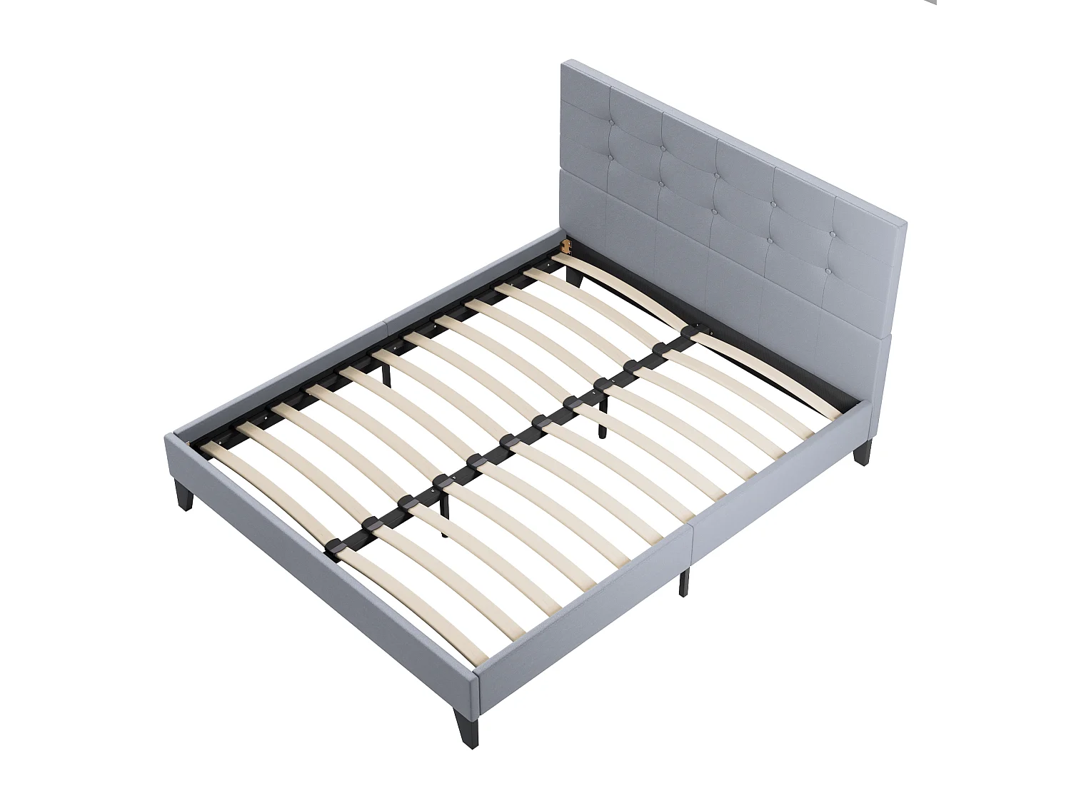 Lit 160x200 cm avec tête de lit similicuir couleur gris