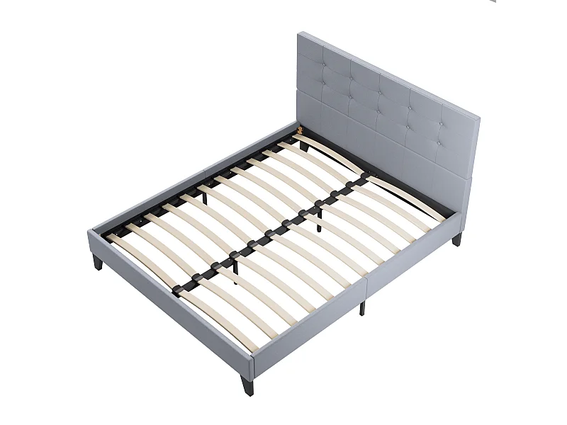 Lit 160x200 cm avec tête de lit similicuir couleur gris