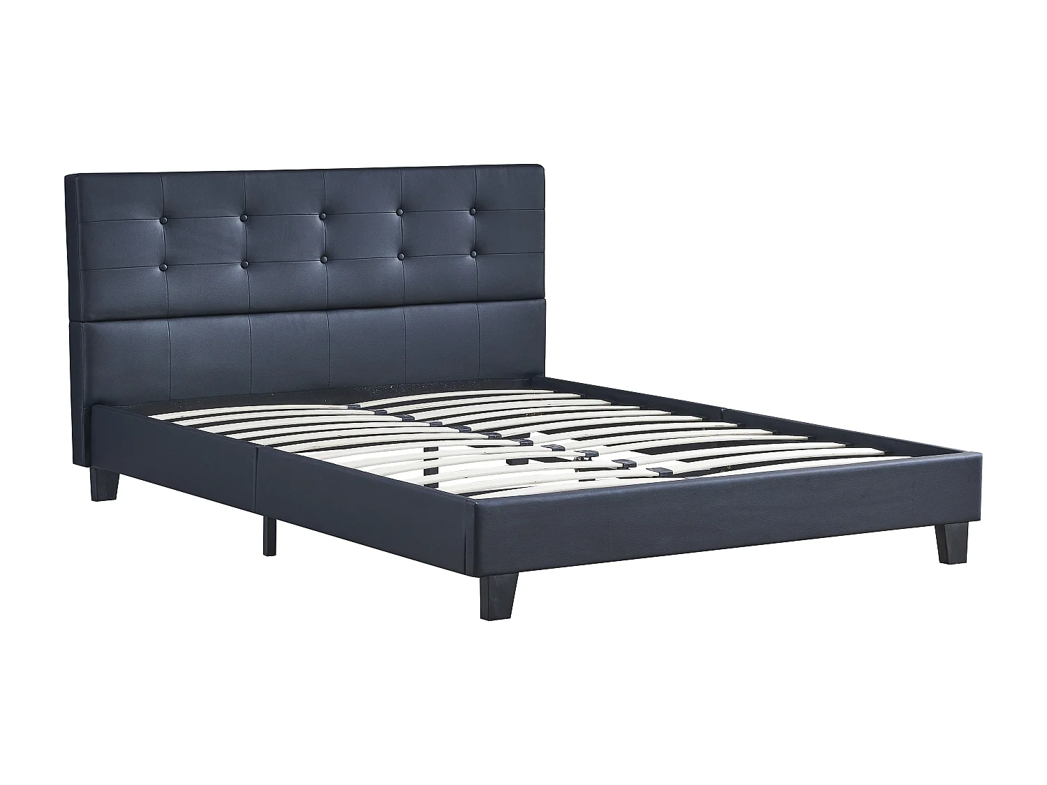 Lit 140x190 cm avec tête de lit similicuir couleur noir