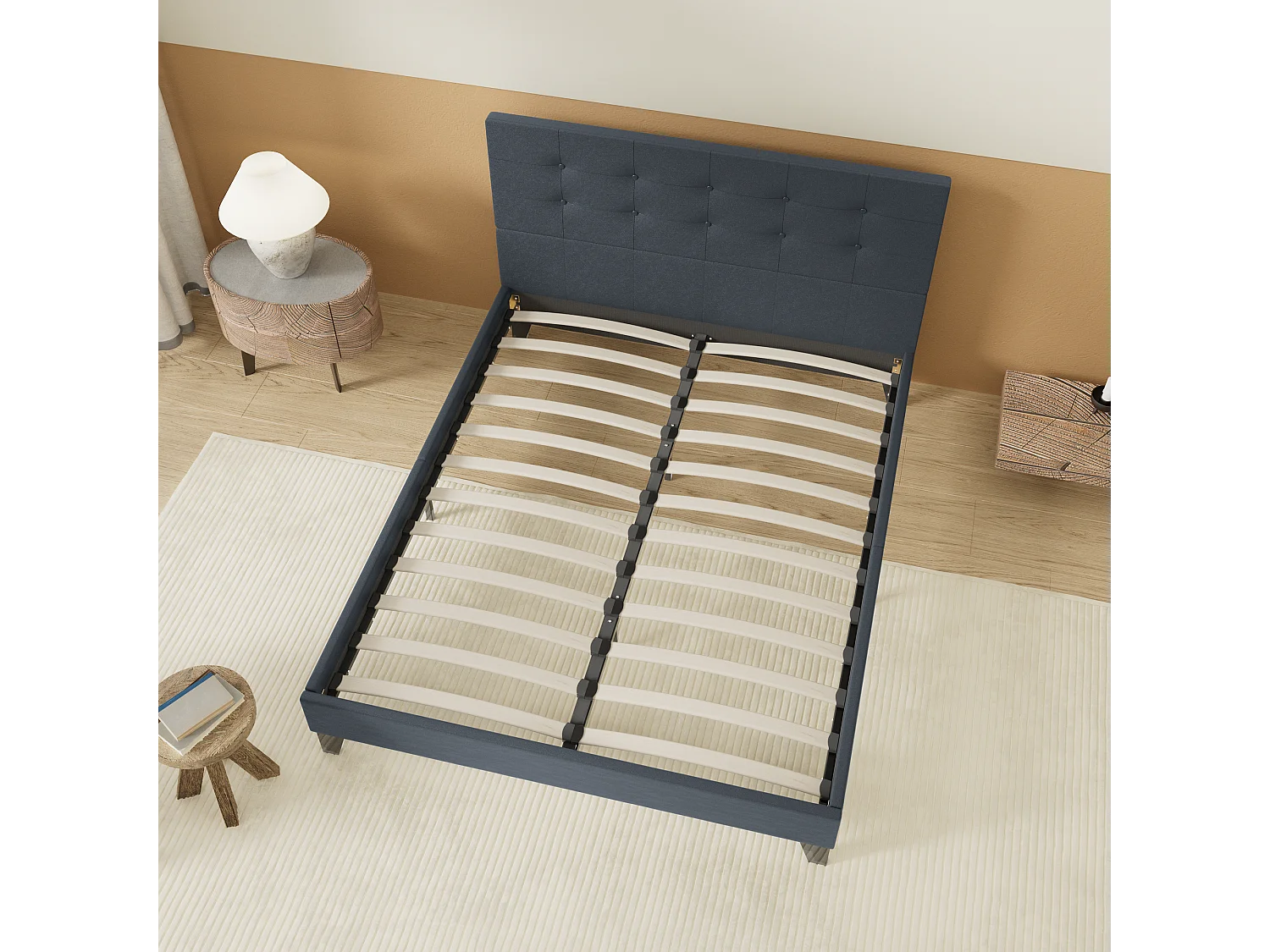 Lit 140x190 cm avec tête de lit similicuir couleur noir