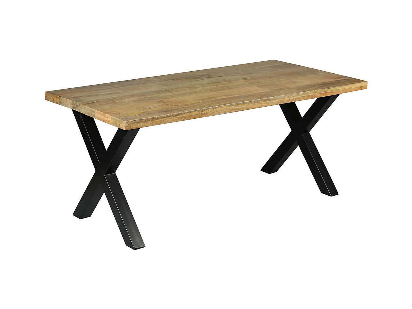 ZINA - Table de Repas 180cm Manguier Massif Piètement X