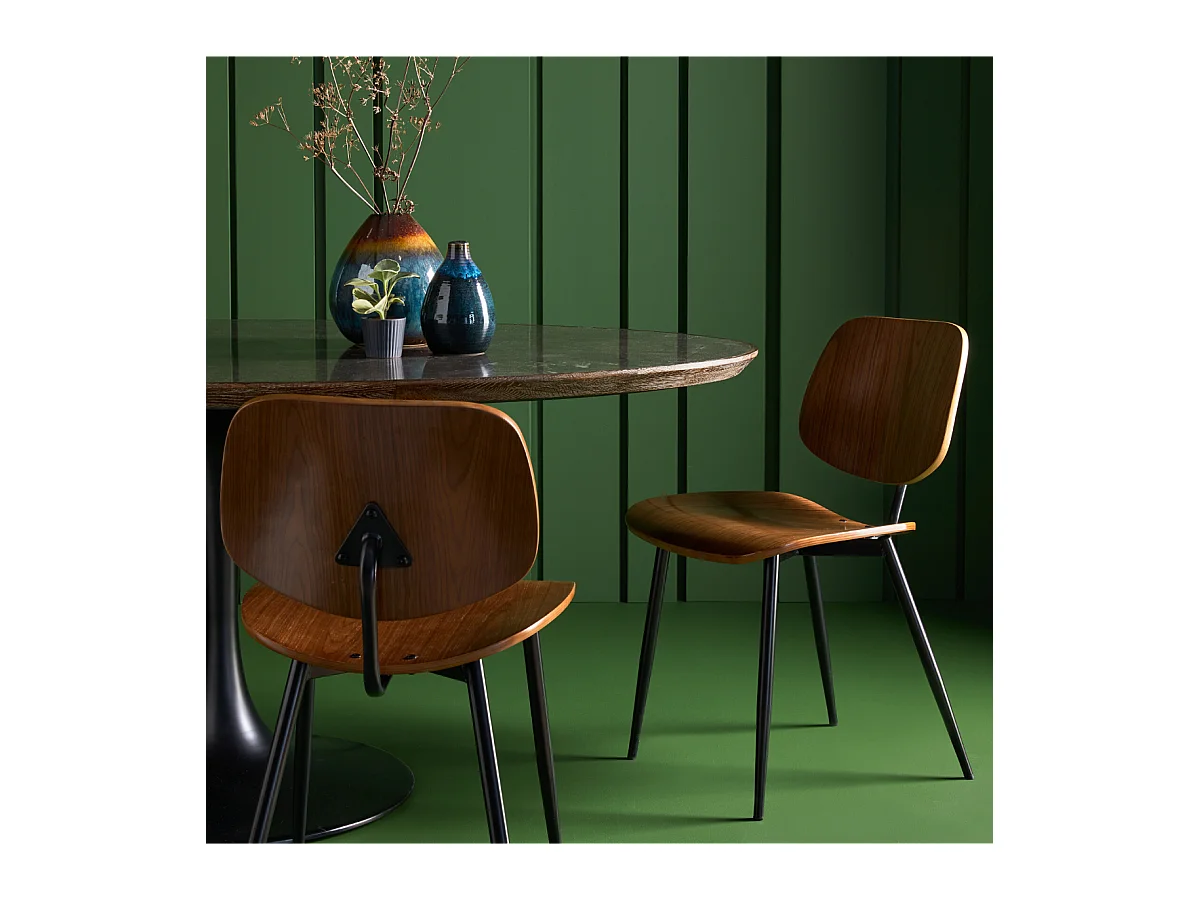 Chaises finition noyer Olympia - lot de 2