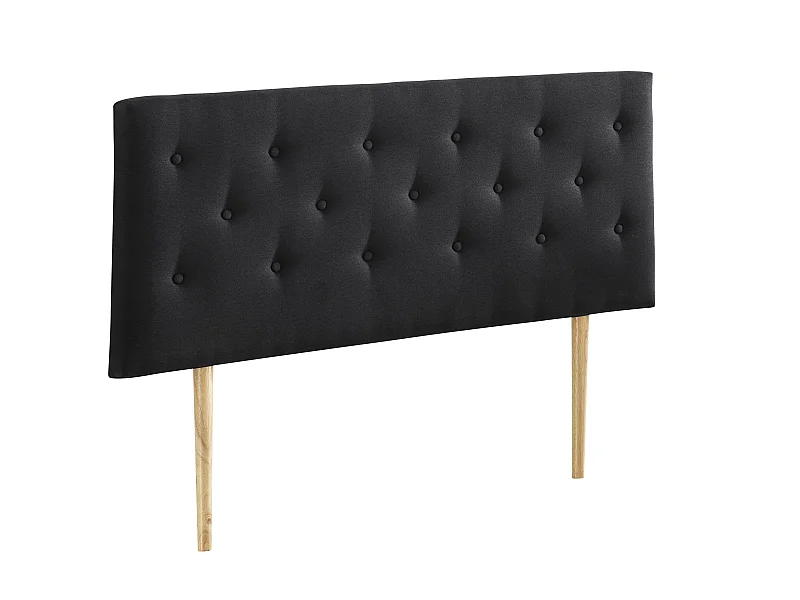 Tête De Lit 140x100 Cm, Capitonnée Tissu Noir, Epaisseur 8 Cm