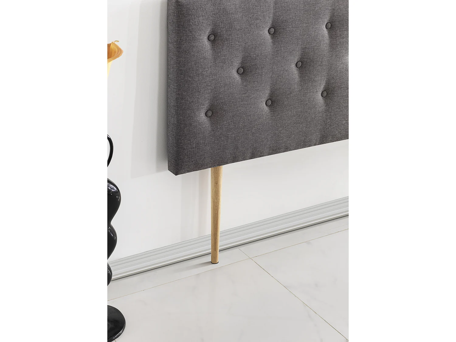 Tête De Lit 140x100 Cm, Capitonnée Tissu Gris, Epaisseur 8 Cm