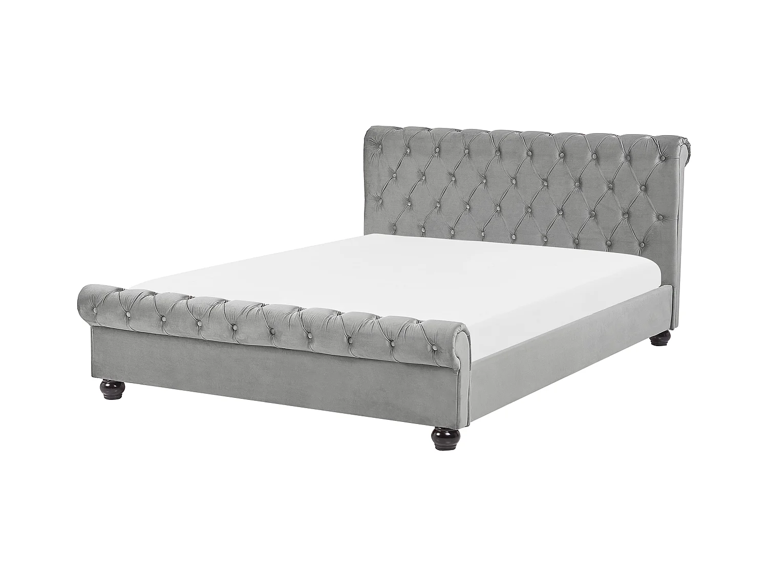 Lit avec sommier Velours AVALLON 160 x 200 cm Gris
