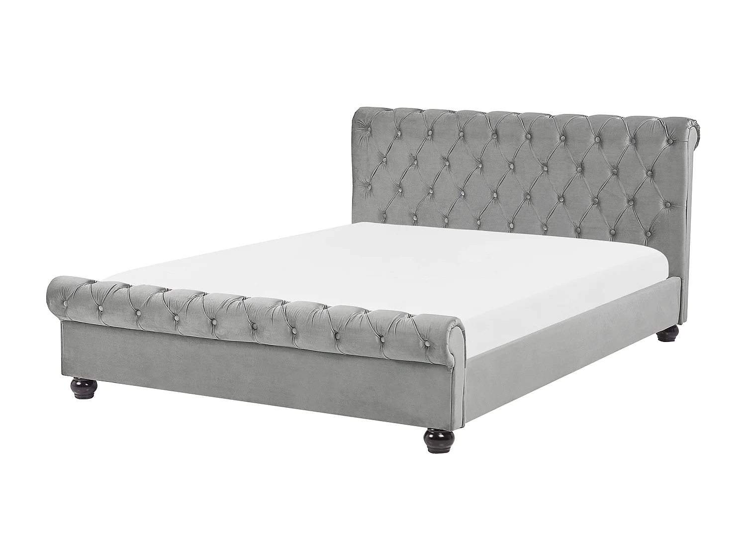 Lit avec sommier Velours AVALLON 160 x 200 cm Gris