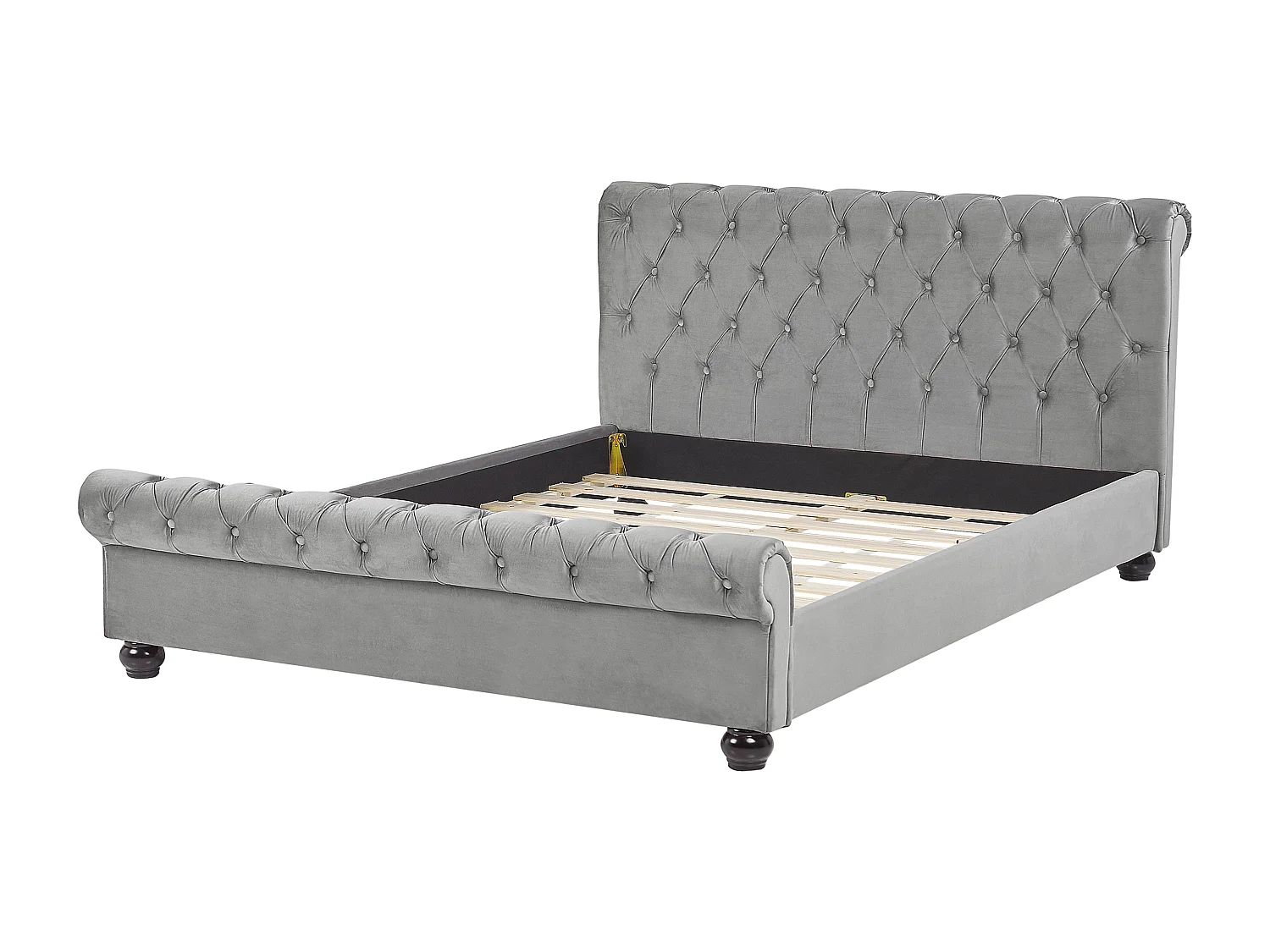 Lit avec sommier Velours AVALLON 160 x 200 cm Gris