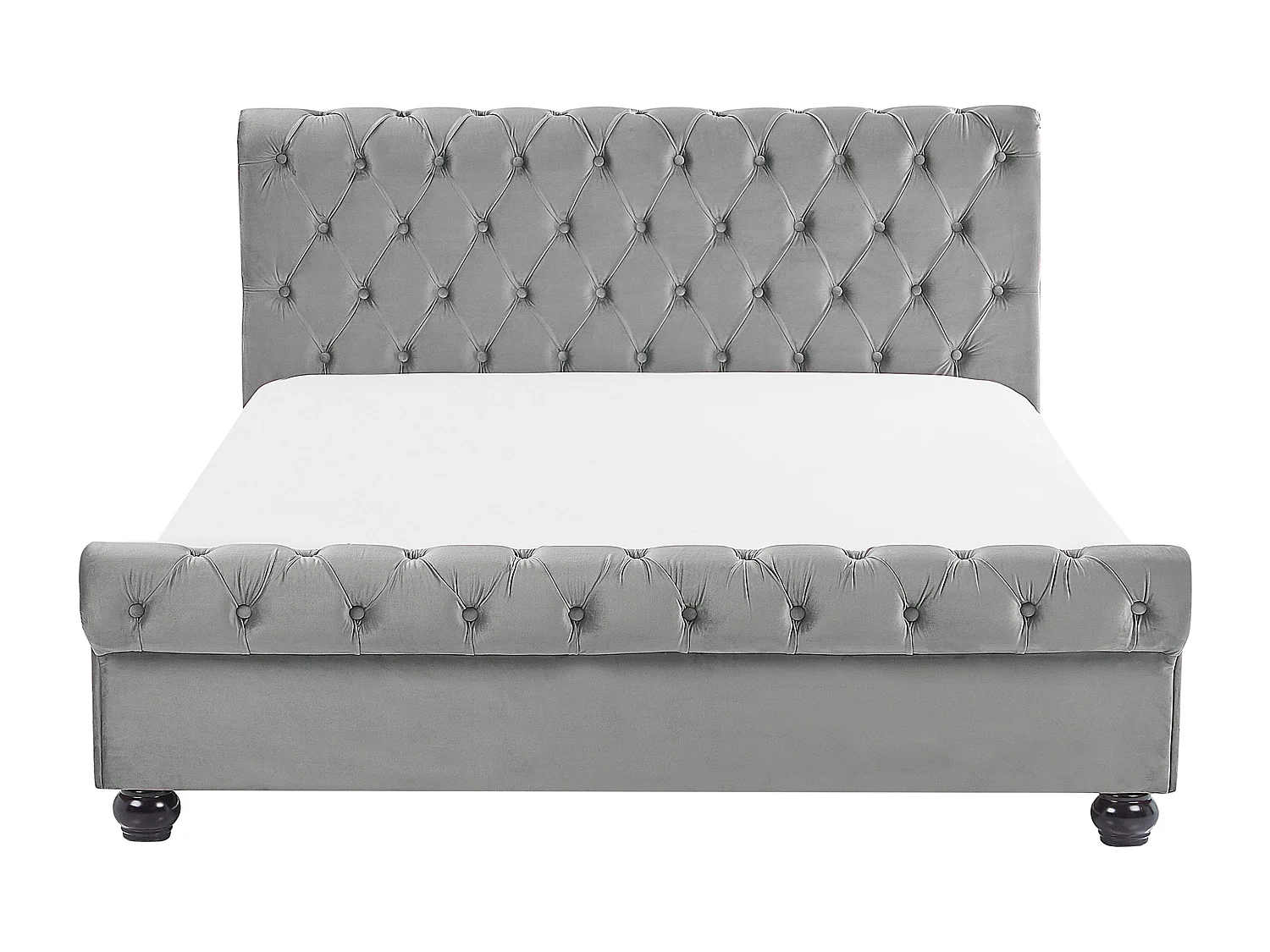 Lit avec sommier Velours AVALLON 160 x 200 cm Gris