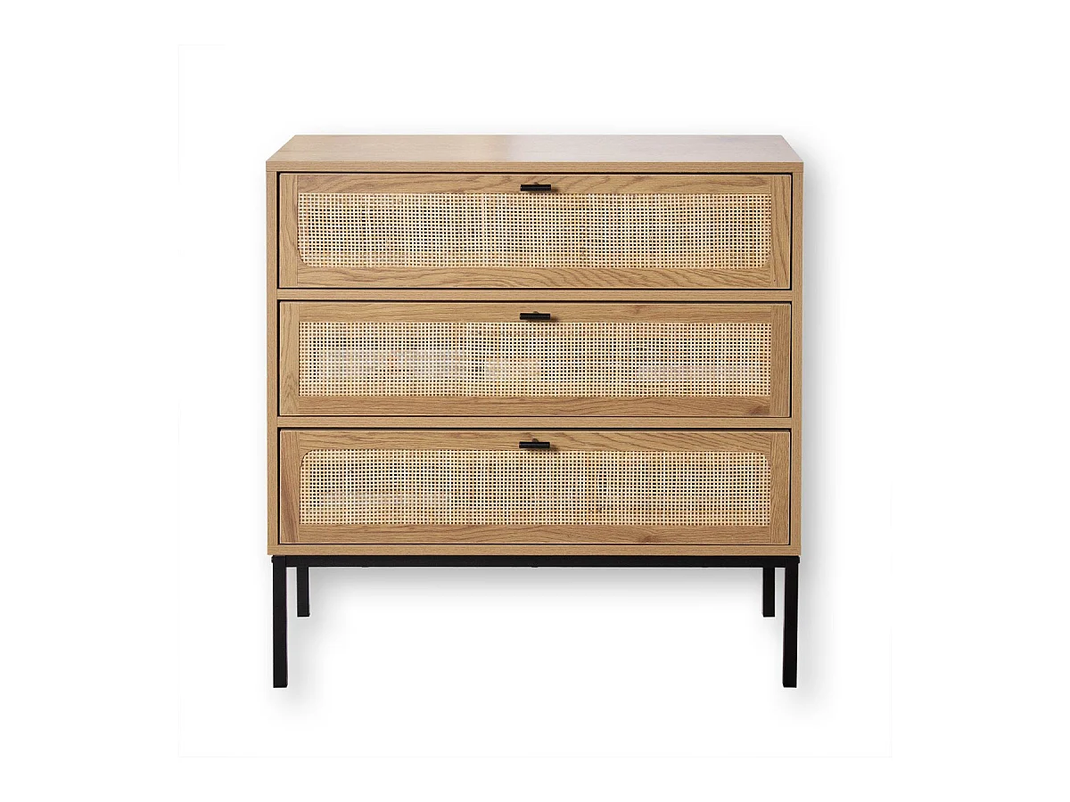 Commode 3 Tiroirs Façade Rotin L80 x P39 cm - JAYA