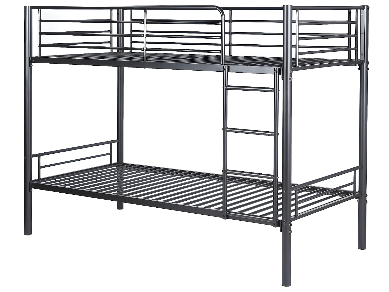 Meubles Cosy Lit superposé Lit surélevé pour 2 Personnes Sommier inclus 90 x 190 cm Métal laqué Noir Style Industriel