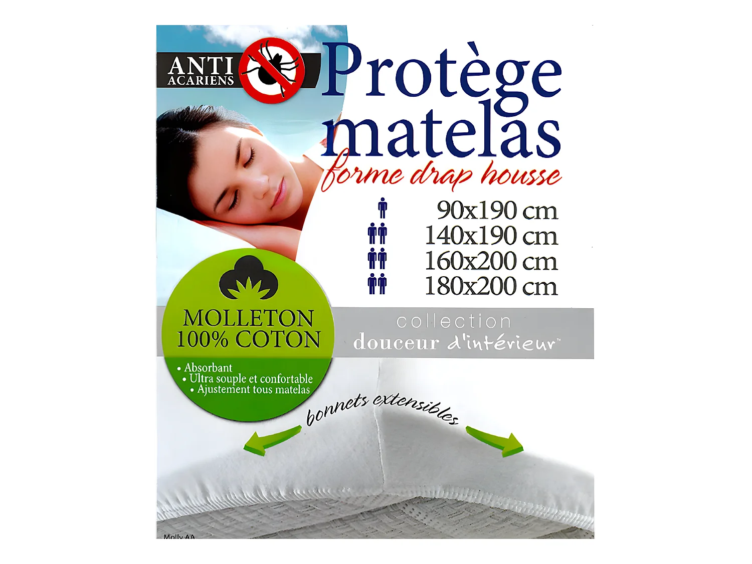 Protector de colchón en forma de sábana bajera 90 x 190 cm