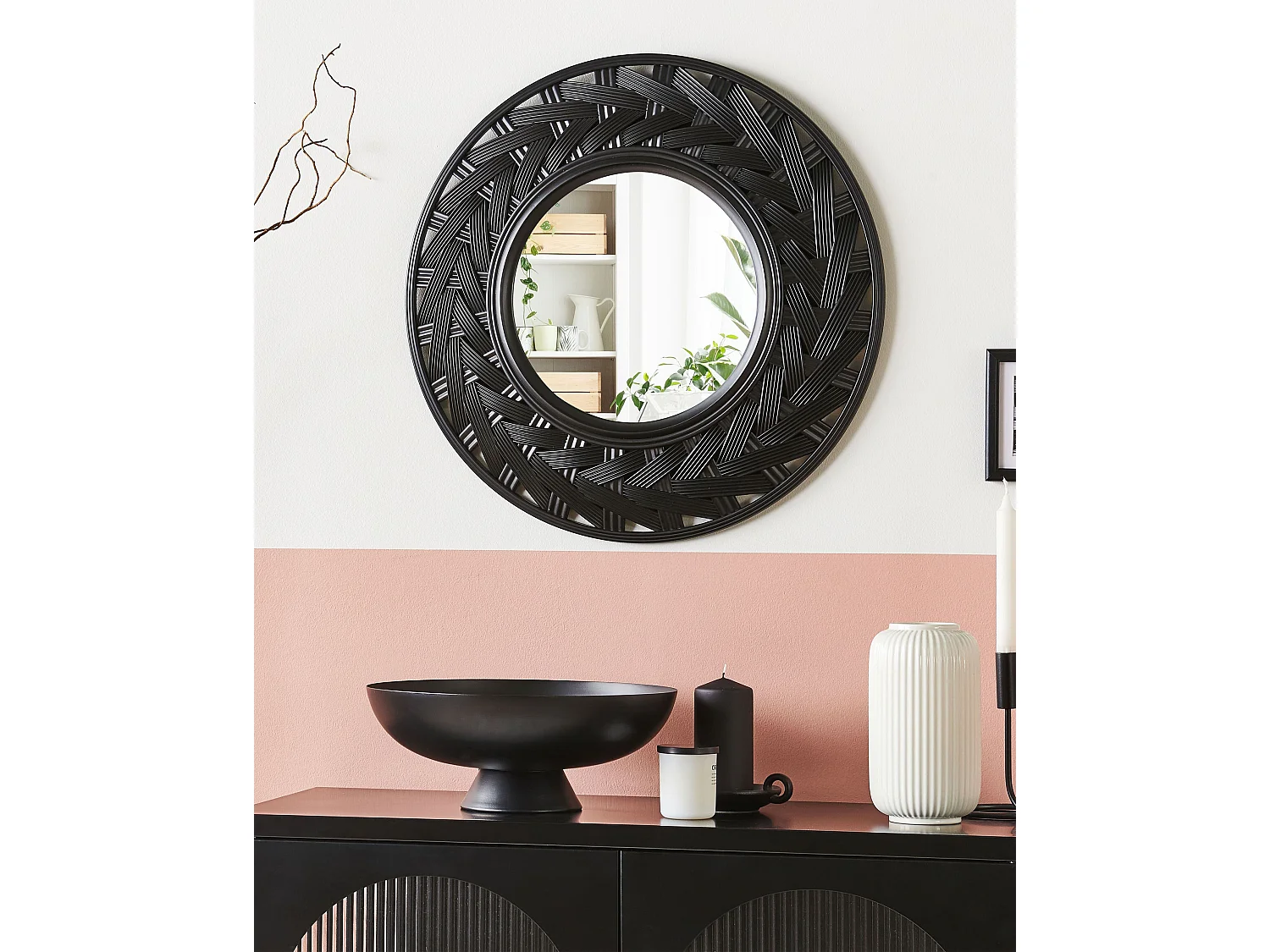 Wandspiegel TIERGA 60 cm 60 cm Zwart