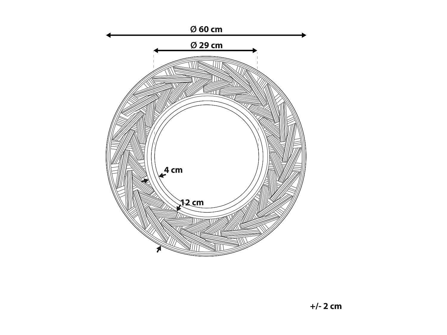 Espelho TIERGA 60 cm 60 cm Preto