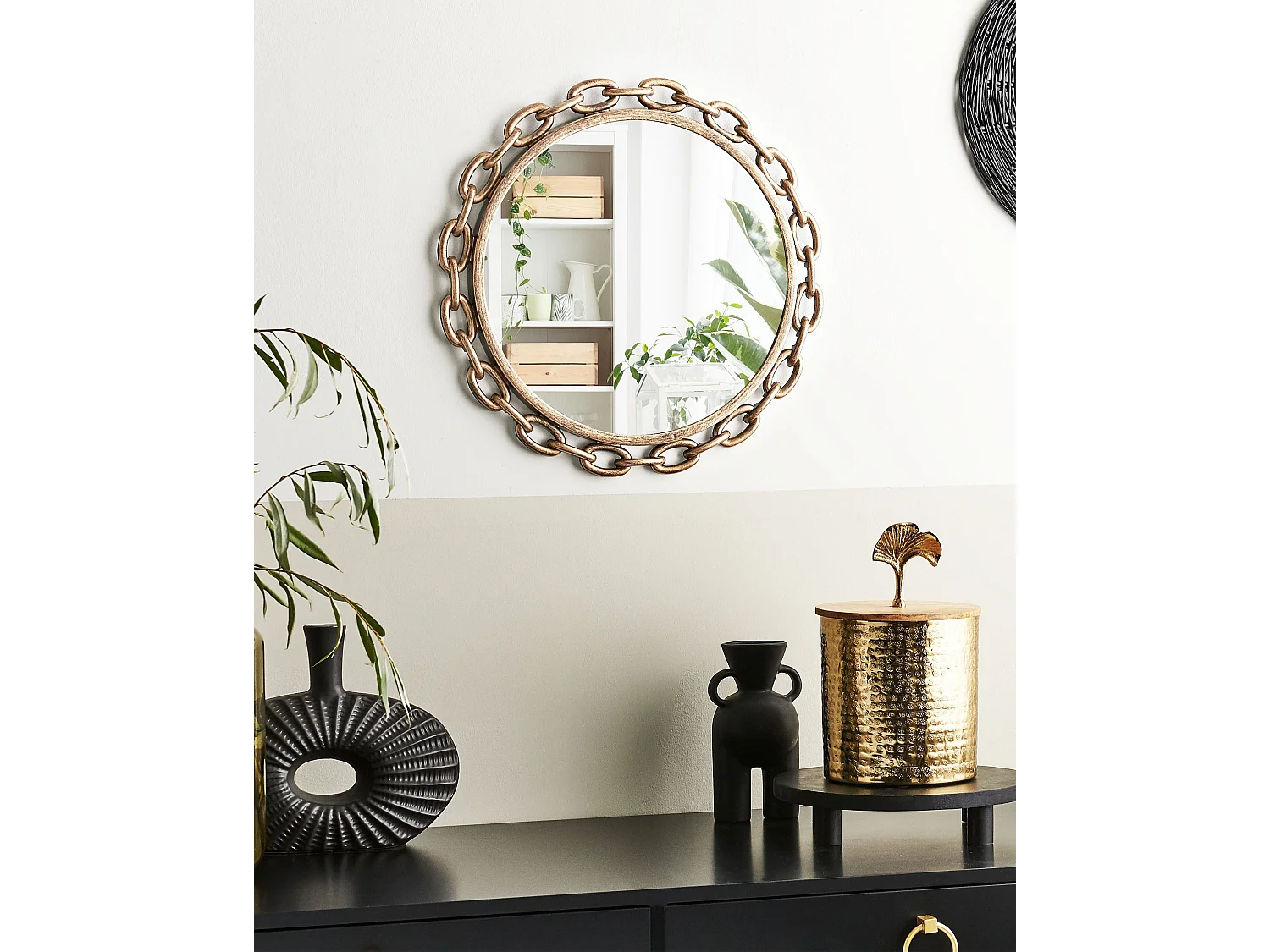 Lustro ścienne YEBRA 46 cm 46 cm Złoty