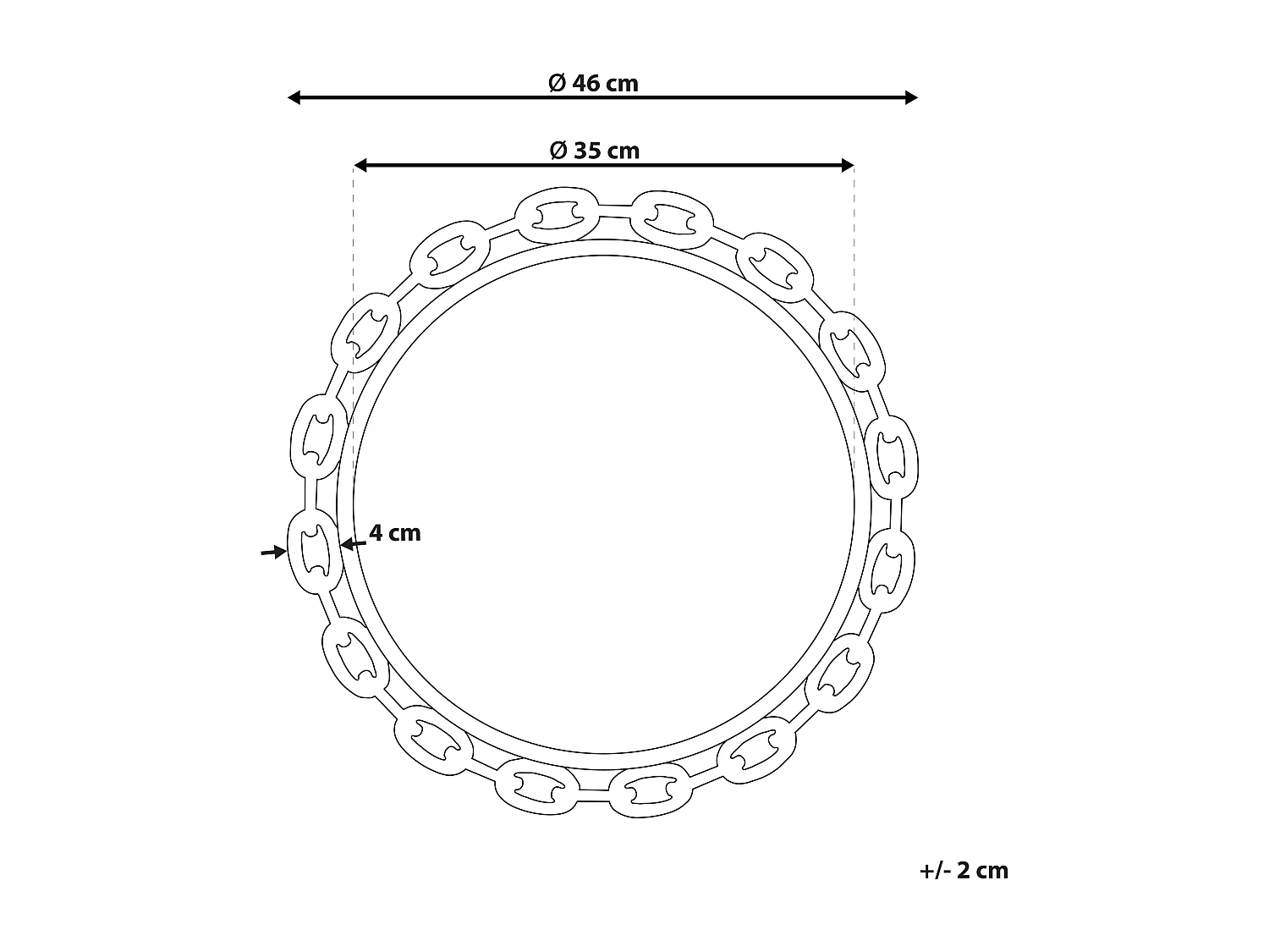 Lustro ścienne YEBRA 46 cm 46 cm Złoty