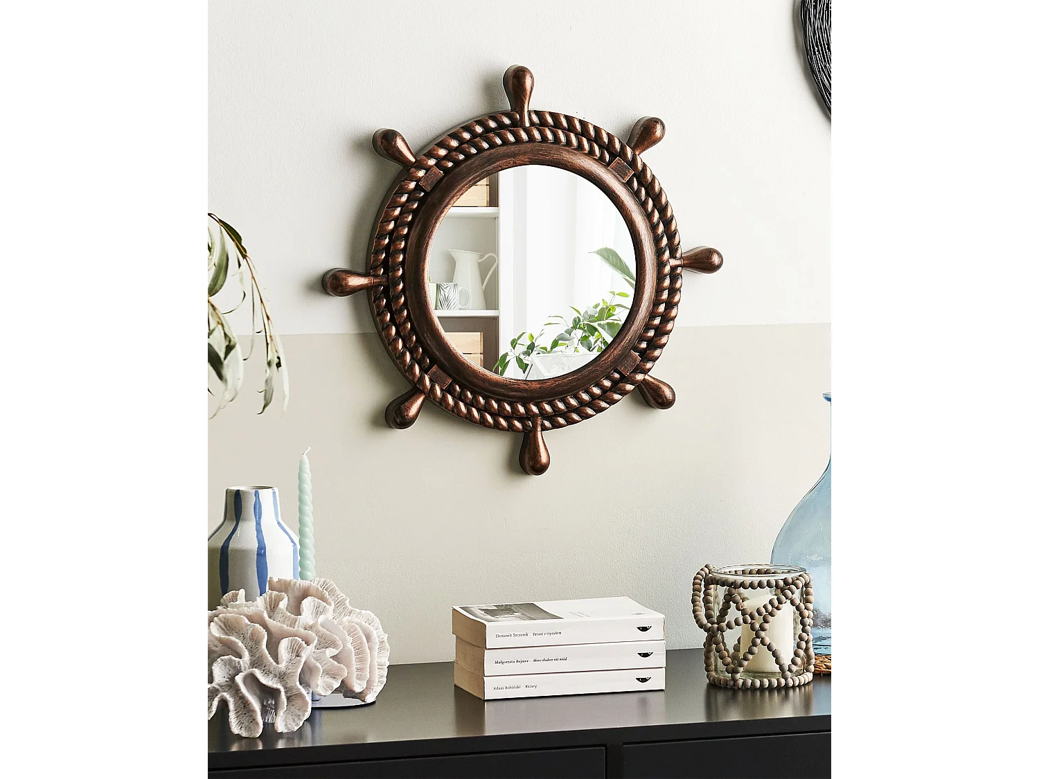 Lustro ścienne GORMAZ 46 cm 46 cm Brązowy