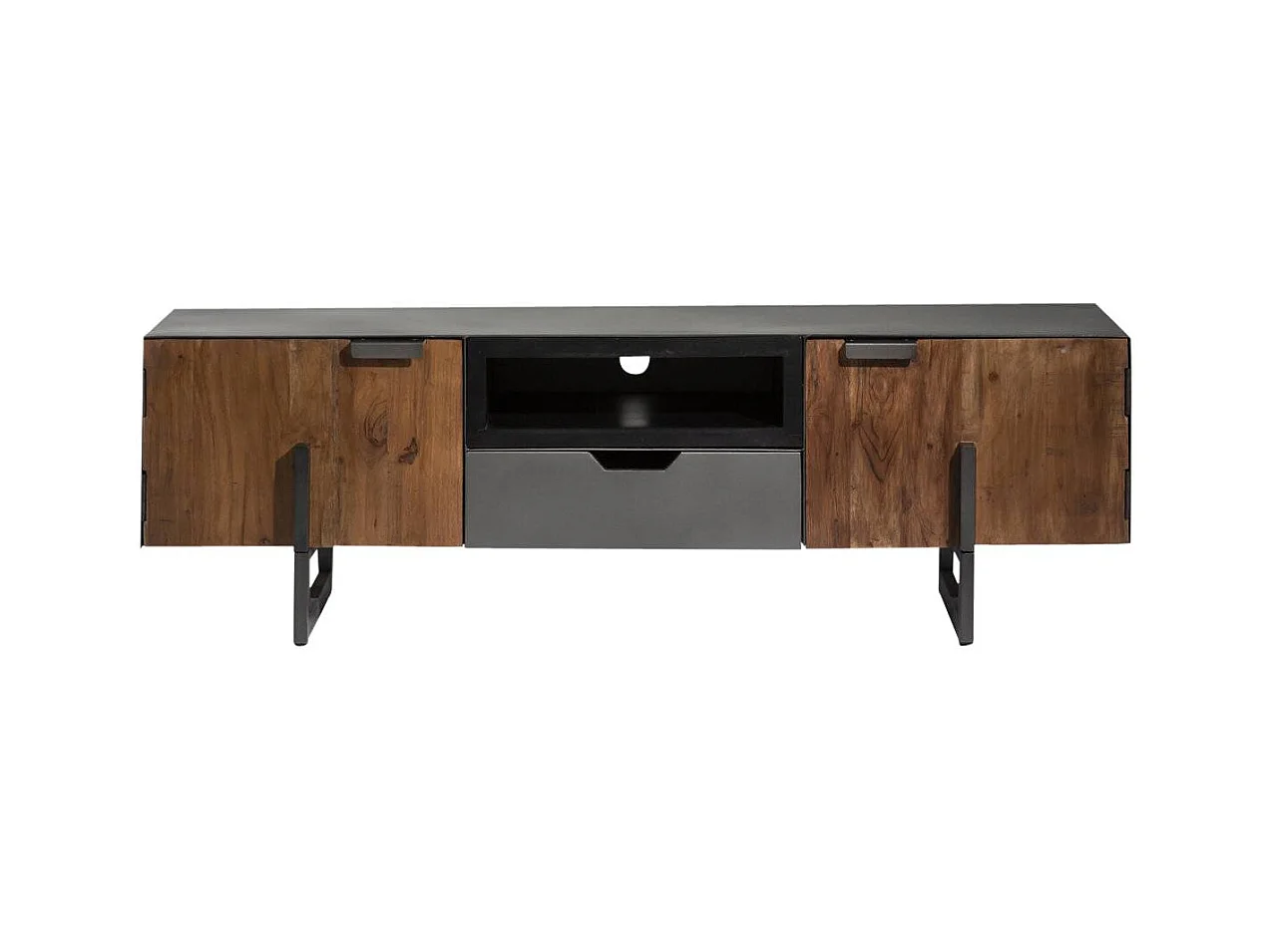 Meuble TV bois d'acacia et métal Brune
