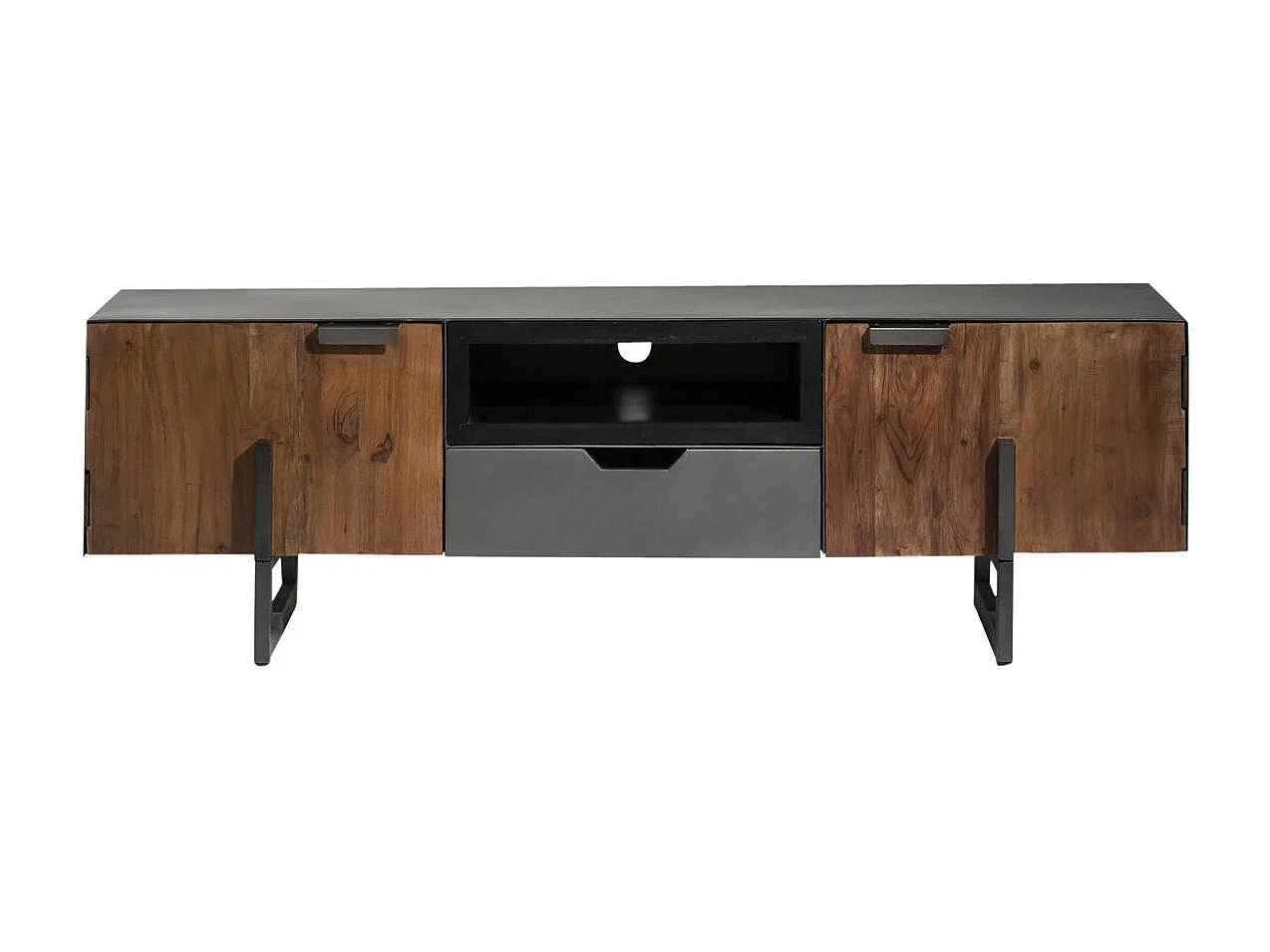 Meuble TV bois d'acacia et métal Brune