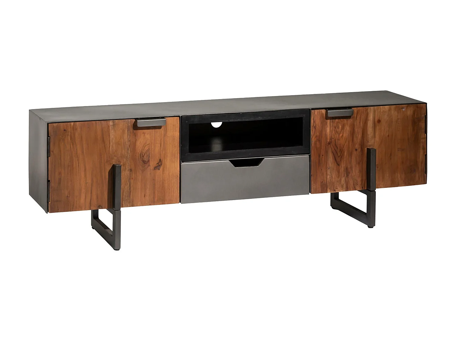 Meuble TV bois d'acacia et métal Brune