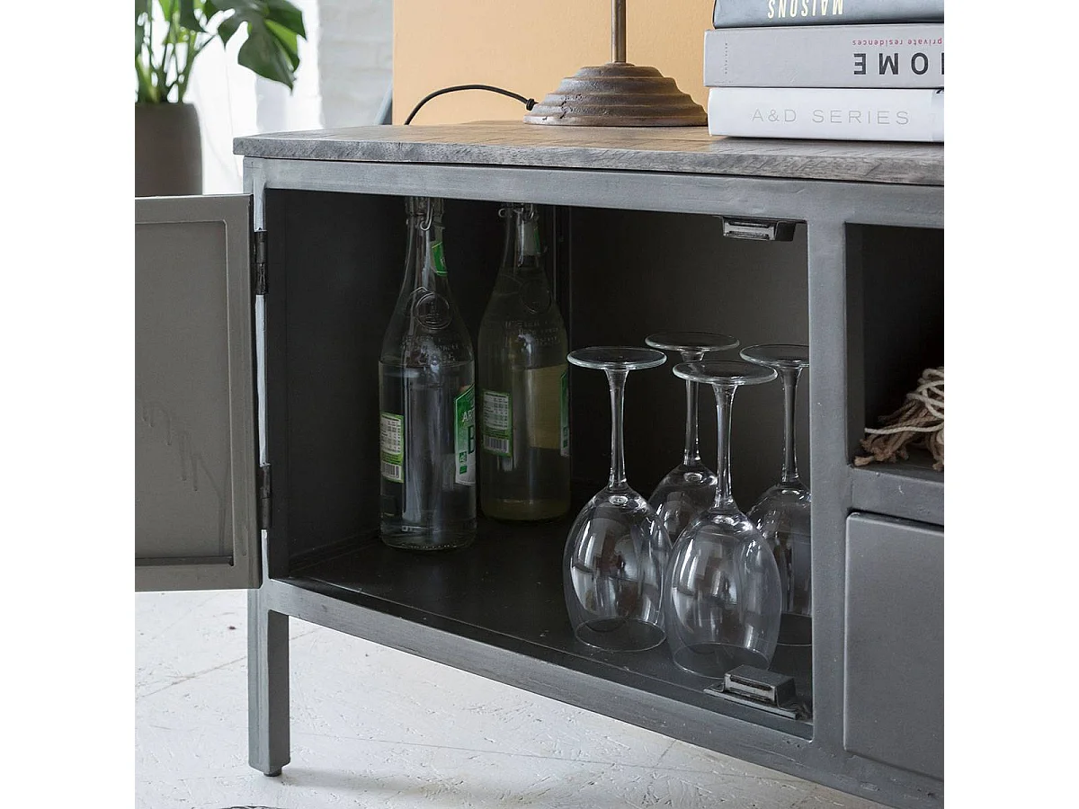 Meuble tv en métal gris Gustavo