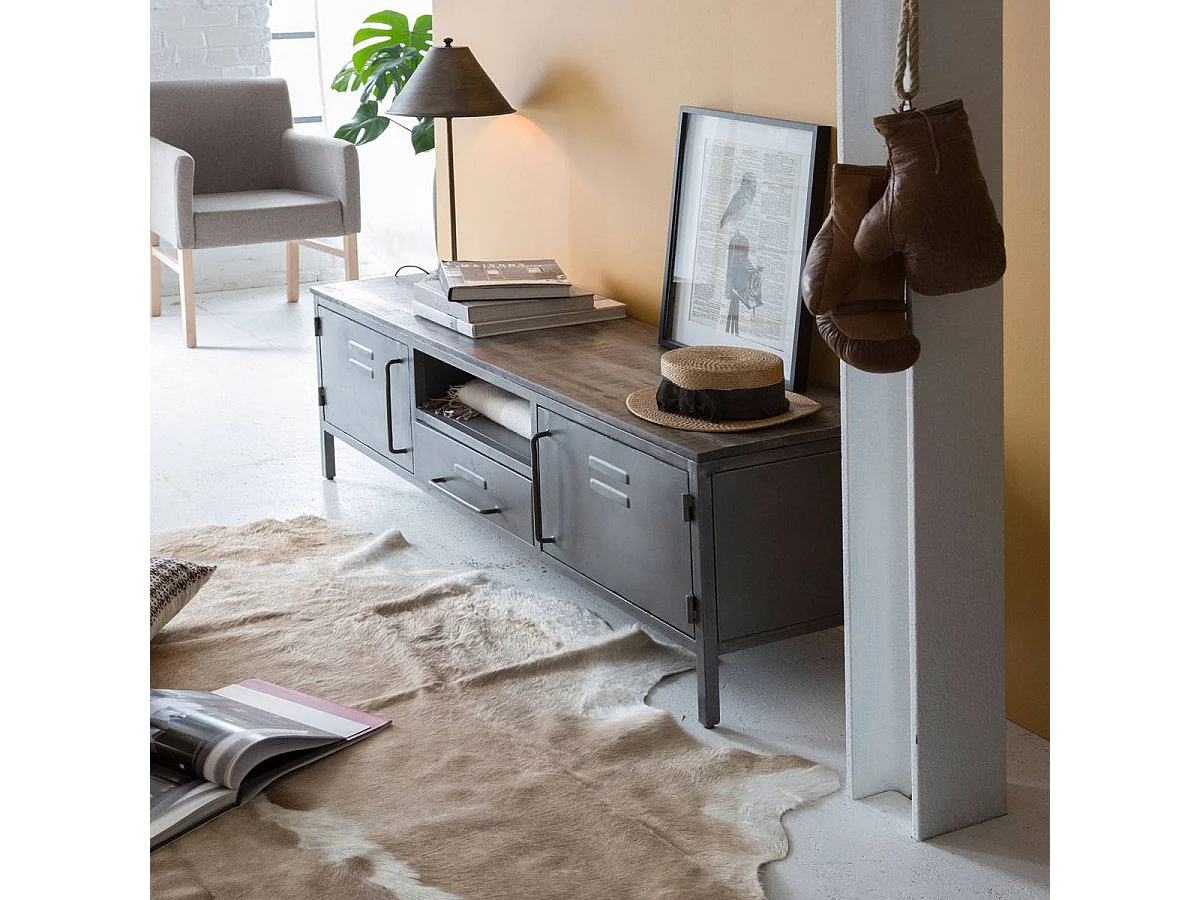 Meuble tv en métal gris Gustavo