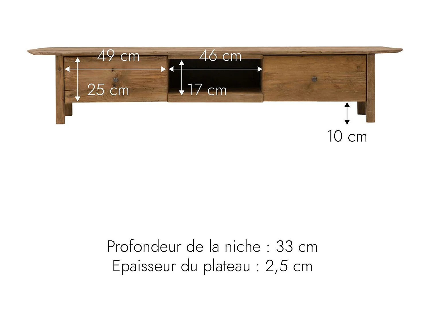 Meuble tv en bois recyclé 185 cm Blaise