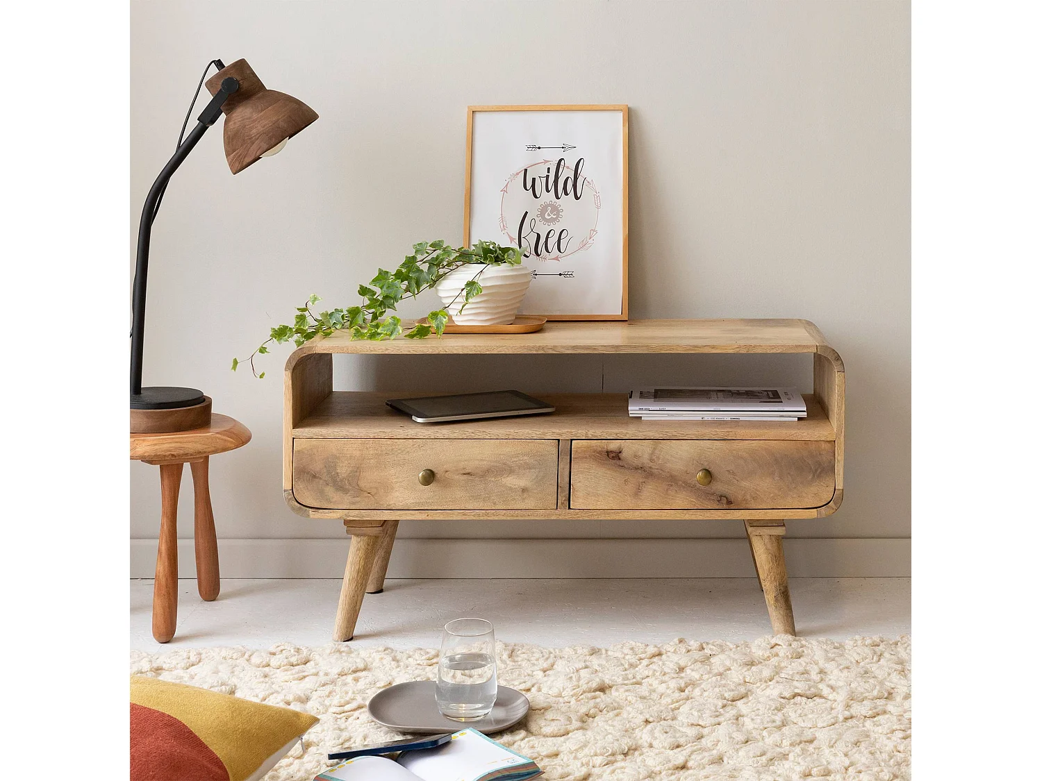 Petit meuble TV en bois de manguier Maëva