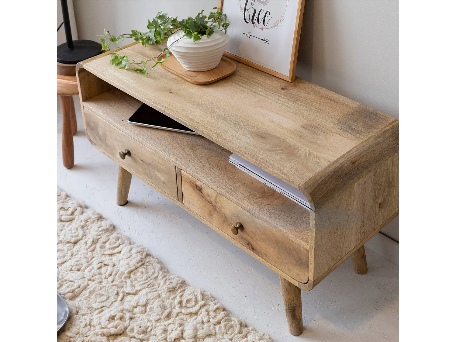 Petit meuble TV en bois de manguier Maëva